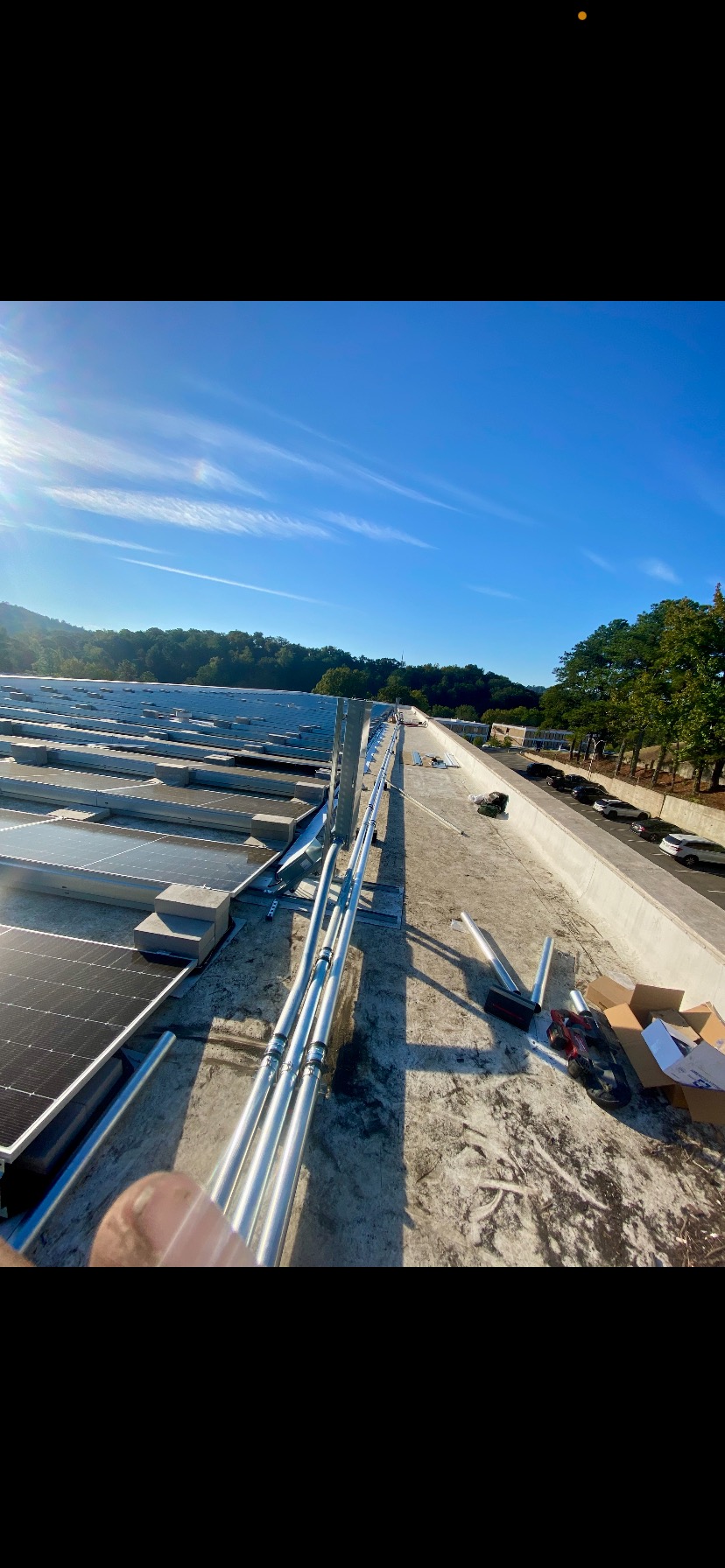 Solar Conduit & Combiner Routing — Commercial · Daytime Install